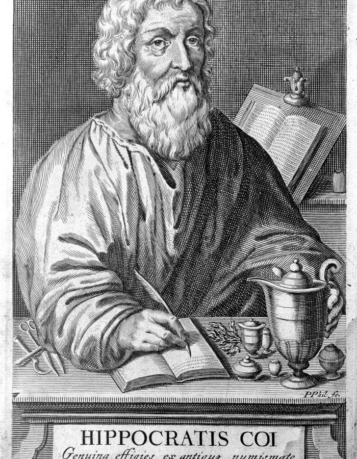 L0014825 Portrait of Hippocrates from Linden, Magni Hippocratis...1665
Credit: Wellcome Library, London. Wellcome Images
images@wellcome.ac.uk
http://wellcomeimages.org
Portrait of Hippocrates.
Magni Hippocratis...
Van der Linden, J.A. editor
Published: 1665

Copyrighted work available under Creative Commons Attribution only licence CC BY 4.0 http://creativecommons.org/licenses/by/4.0/